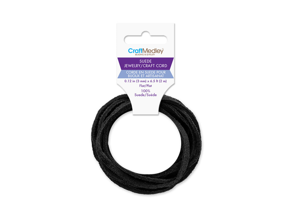Jewelry/Craft Cord: 100% Suede 3mm Flat x2m C) Black
