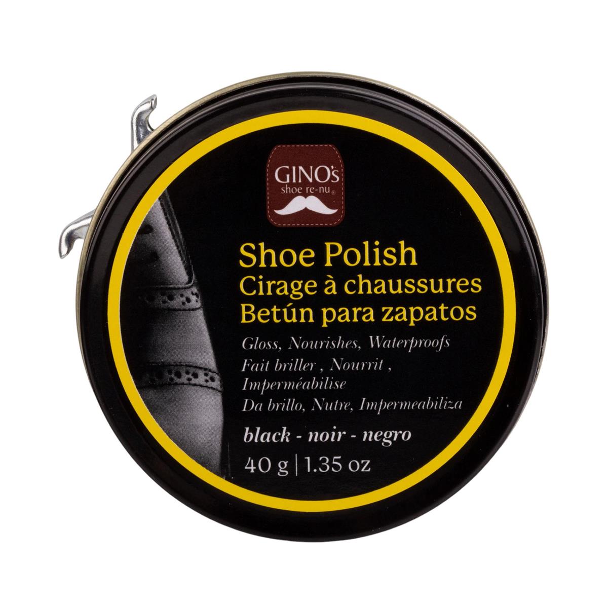 Gino's Shoe polish wax, 40g. Black colour, 12/Display
