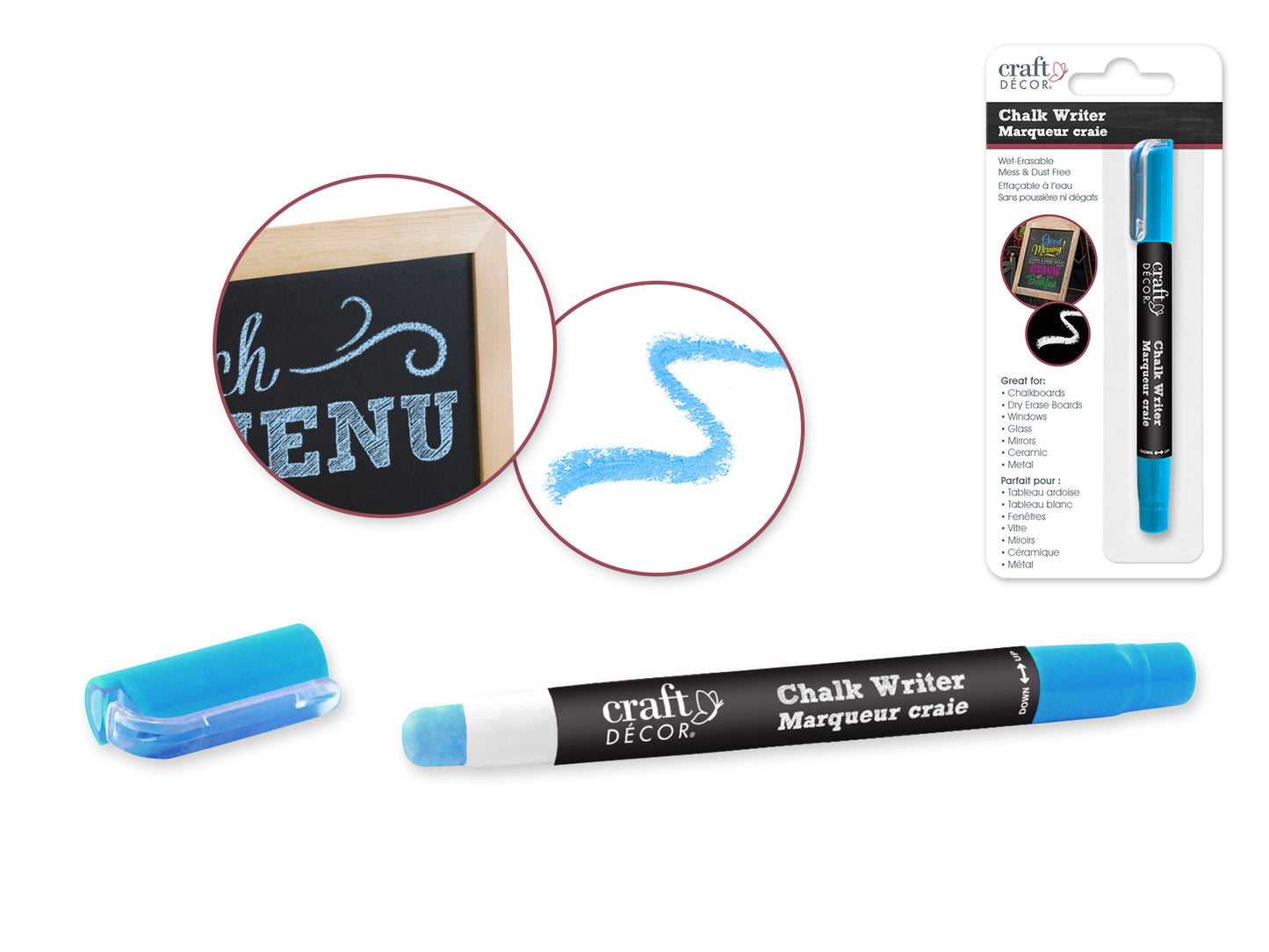 Craft Decor: Chalk Writer Blister-Carded A) Neon Blue