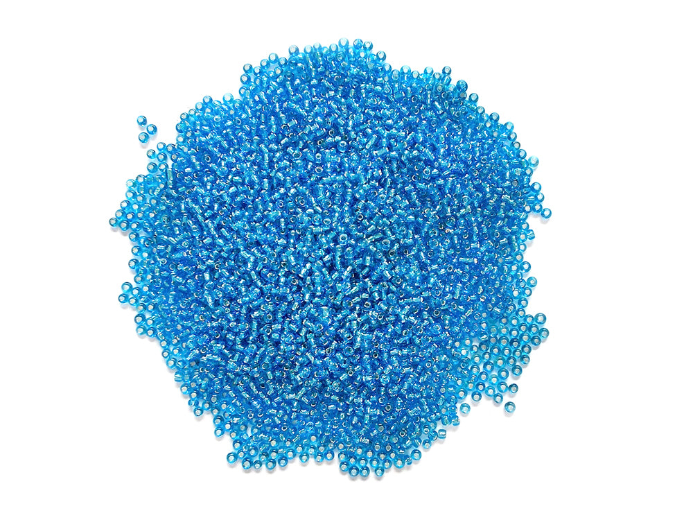 Glass Seed Beads: 12/0 Silverlined 60Gms B) Light Blue