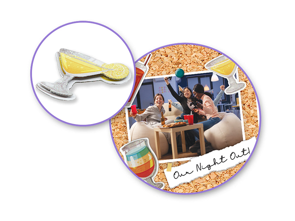 Handmade Sticker: 3D Glitter Cardstock Elements 250gsm E) Cocktails