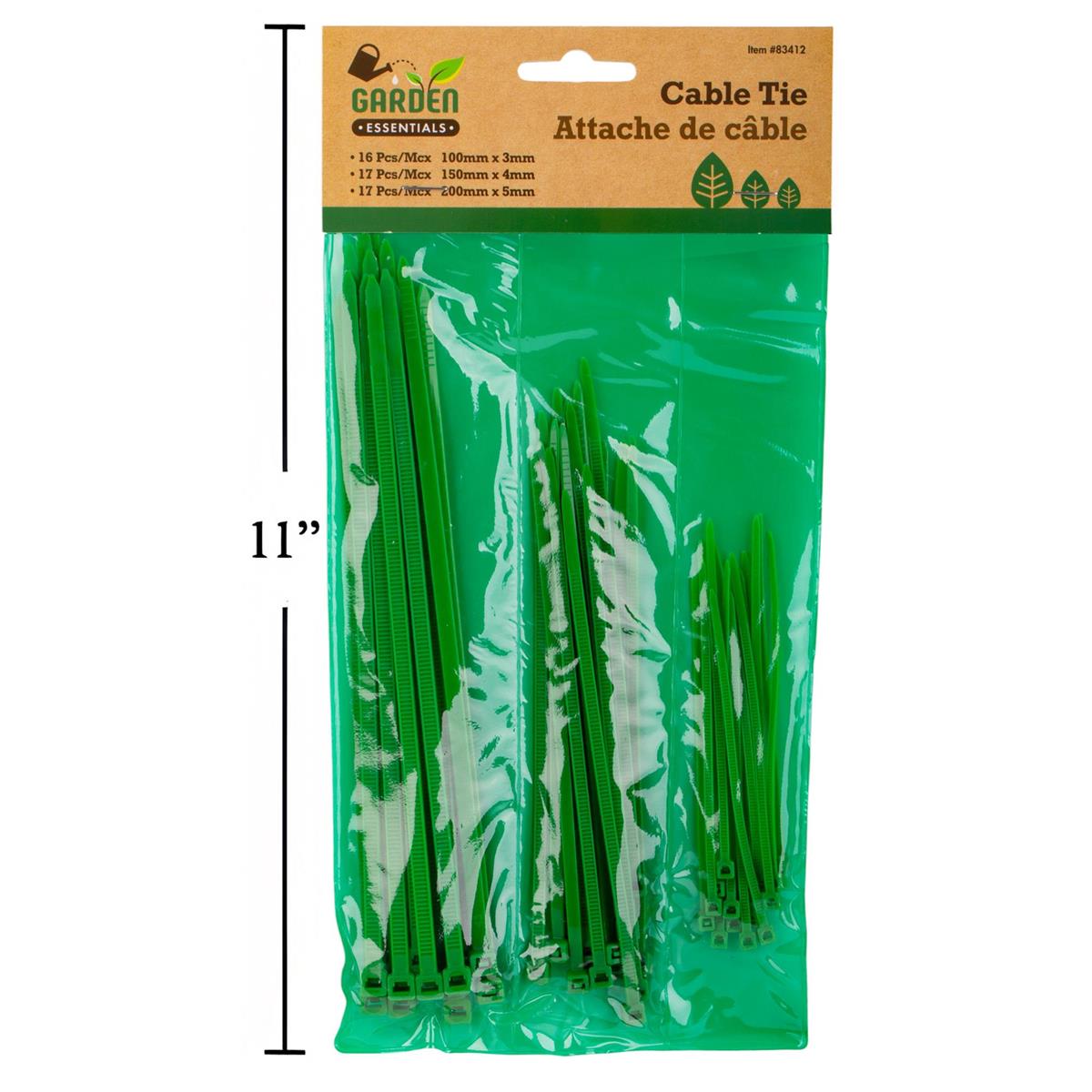Garden E. 50pcs Green Cable Ties, pvc bag w/header