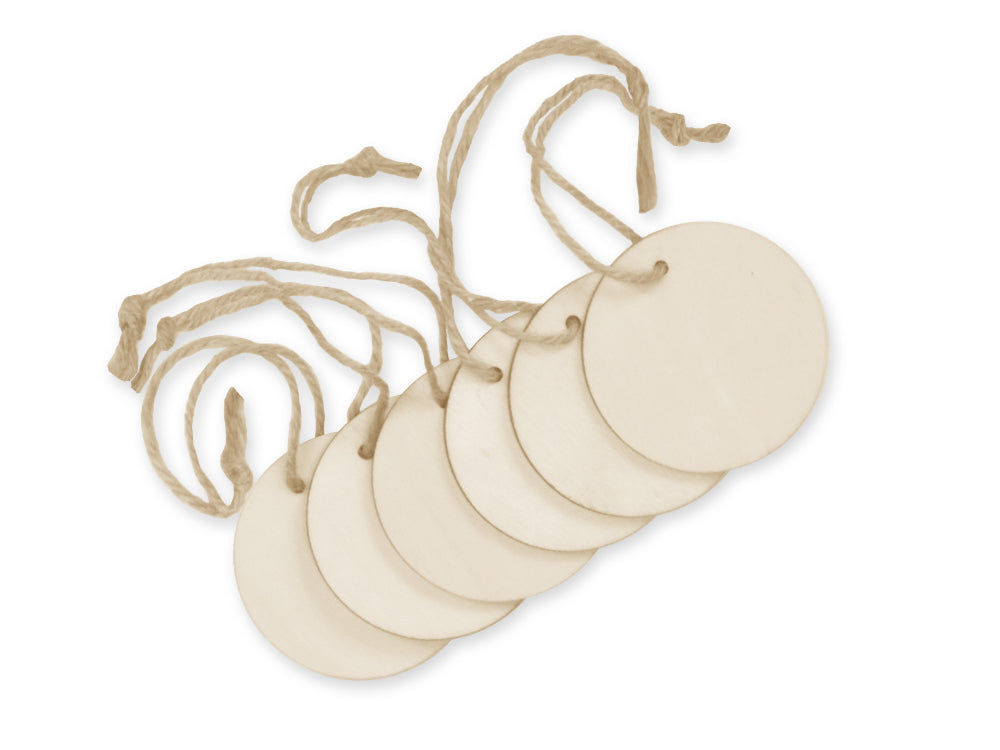 Craftwood: DIY 6cm Ornament/Tags 6pc w/Jute Hanger B) Round