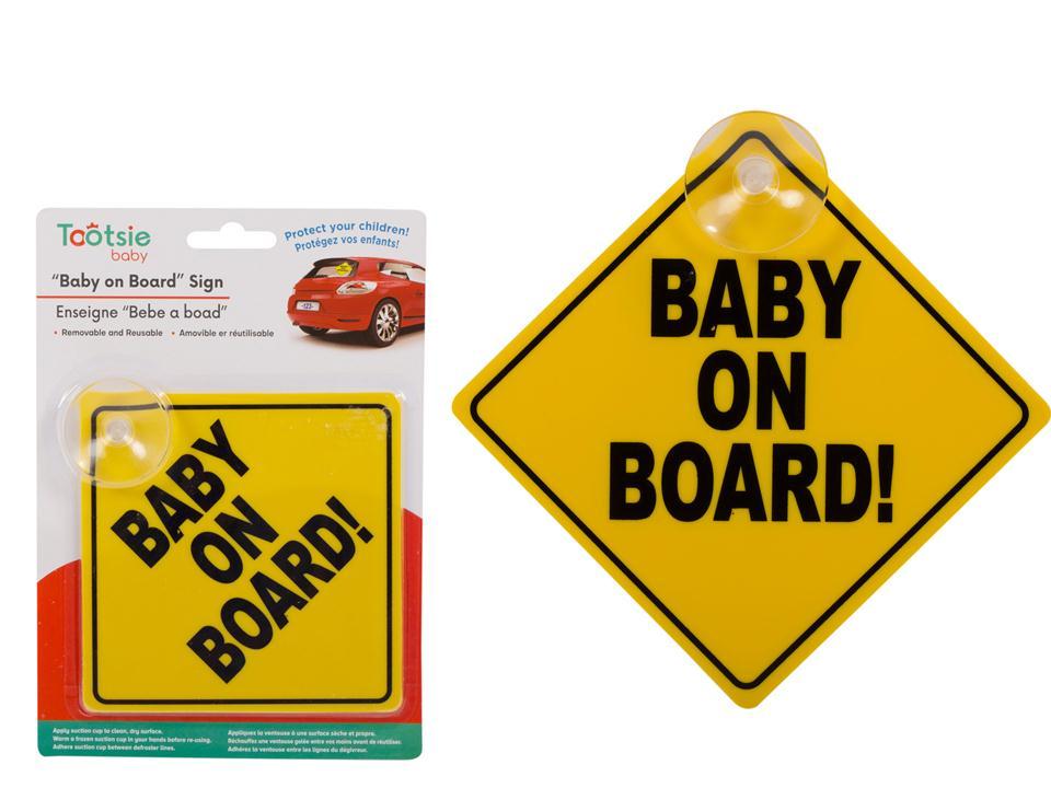Tootsie Baby, Baby On Board Sign w/  Suction Cup, b/c