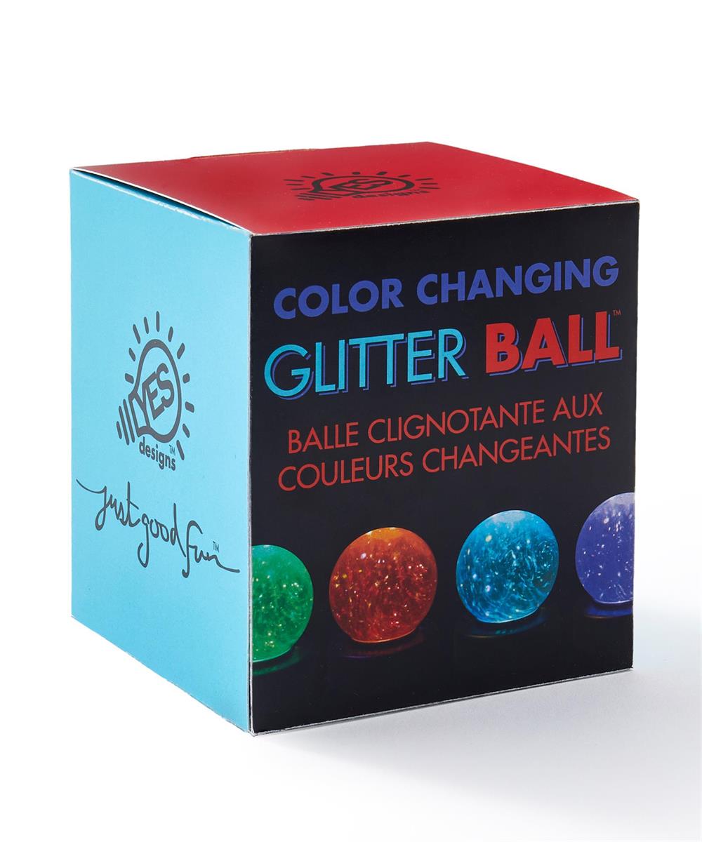 ABS/PVC Color Changing Glitter Ball, L:2.91"xW:2.91"xH:3.54"