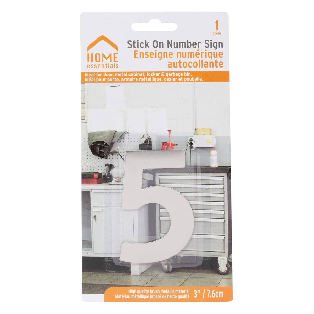 H.E. 3"#5 Adhesive Number Sign, SS B/C