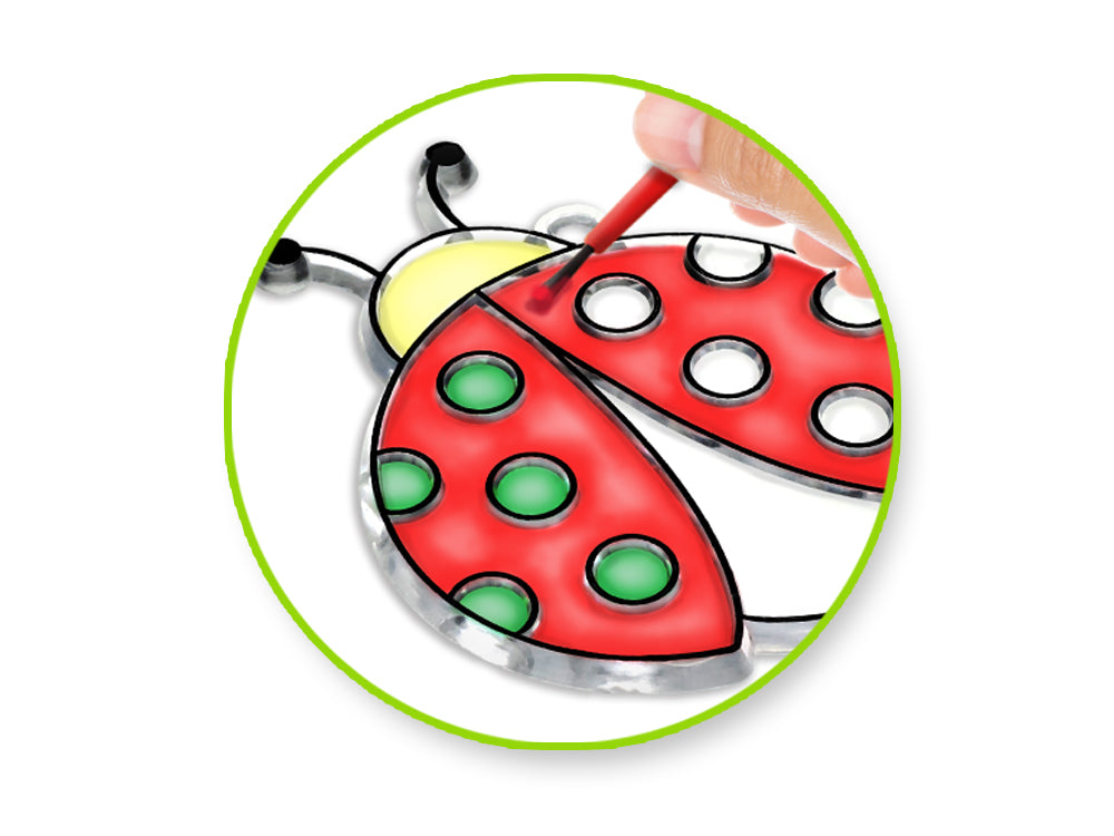 Krafty Kids Kit: 3D DIY 3.5"-4.3" Suncatcher w/3 Paints&Applicator F) Ladybug