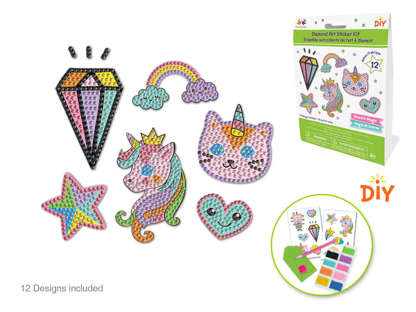 Krafty Kids Kit: Diamond Painting DIY Sticker Kit C) Unicorn Magic