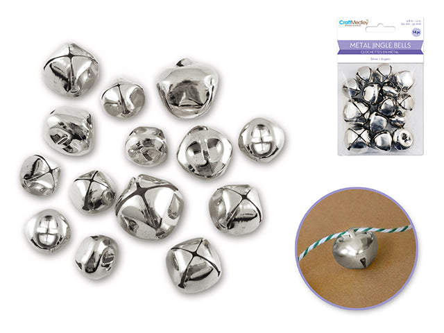 Craft Medley: 20mm-30mm Jingle Bells Metal B) Silver