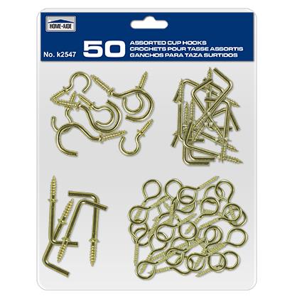ASST. CUP HOOKS - 50 PCS