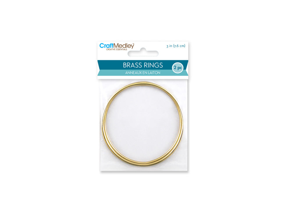 Craft Medley: Brass Rings 3" Round x2