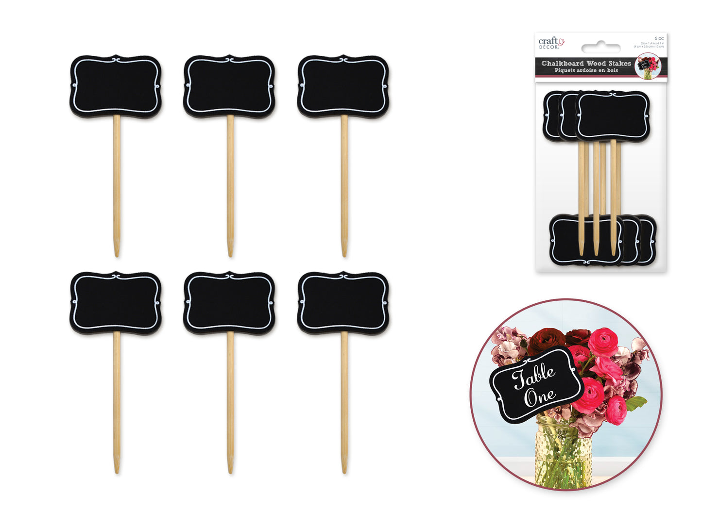 Craft Decor: Chalk-It-Up Wood Stakes 5cmx3.5cmx12cm 6pc B) Chalk Bracket Border