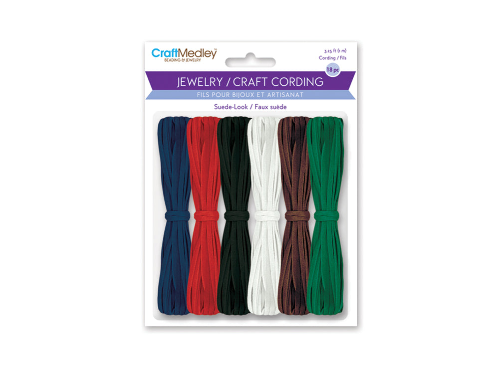 Jewelry/Craft Cord: Suede Look Asst x18m Dark Collection