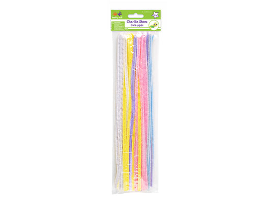 Chenille Stems: 6mmx30cm Standard Pipe Cleaners 40pc K) Pastel Mix