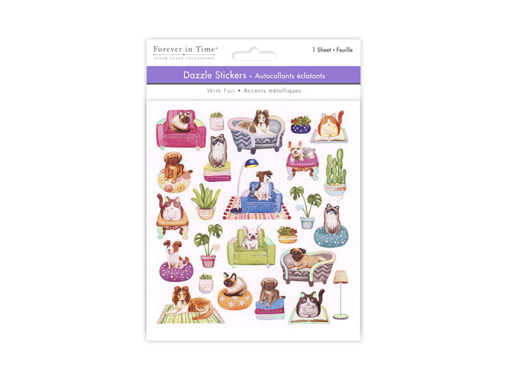 Paper Craft Stickers: 6"x6.5" Dazzle Effects K) Pets Chilling