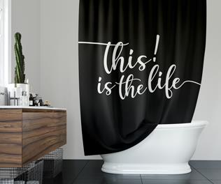 TITL-FABRIC SHOWER CURTAIN -BLACK 70X72"