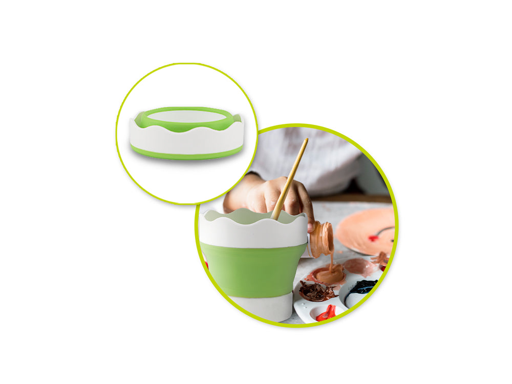 Color Factory: 3.75"x3" Collapsible Mix&Wash Cup Silicone A) Mint Green