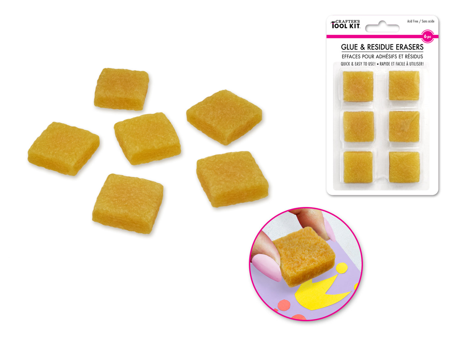 Crafter's Toolkit: Glue & Residue Erasers 6pc 1"x1"