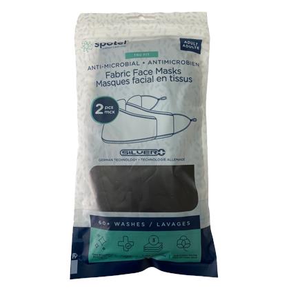2PK ADULT 3 LAYER FABRIC FACE MASK-BLK-SPOTEL
