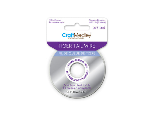 Beading/Jewelry Wire: Tiger Tail 7-strand .012 Diam (.30mm) 12m A) Silver