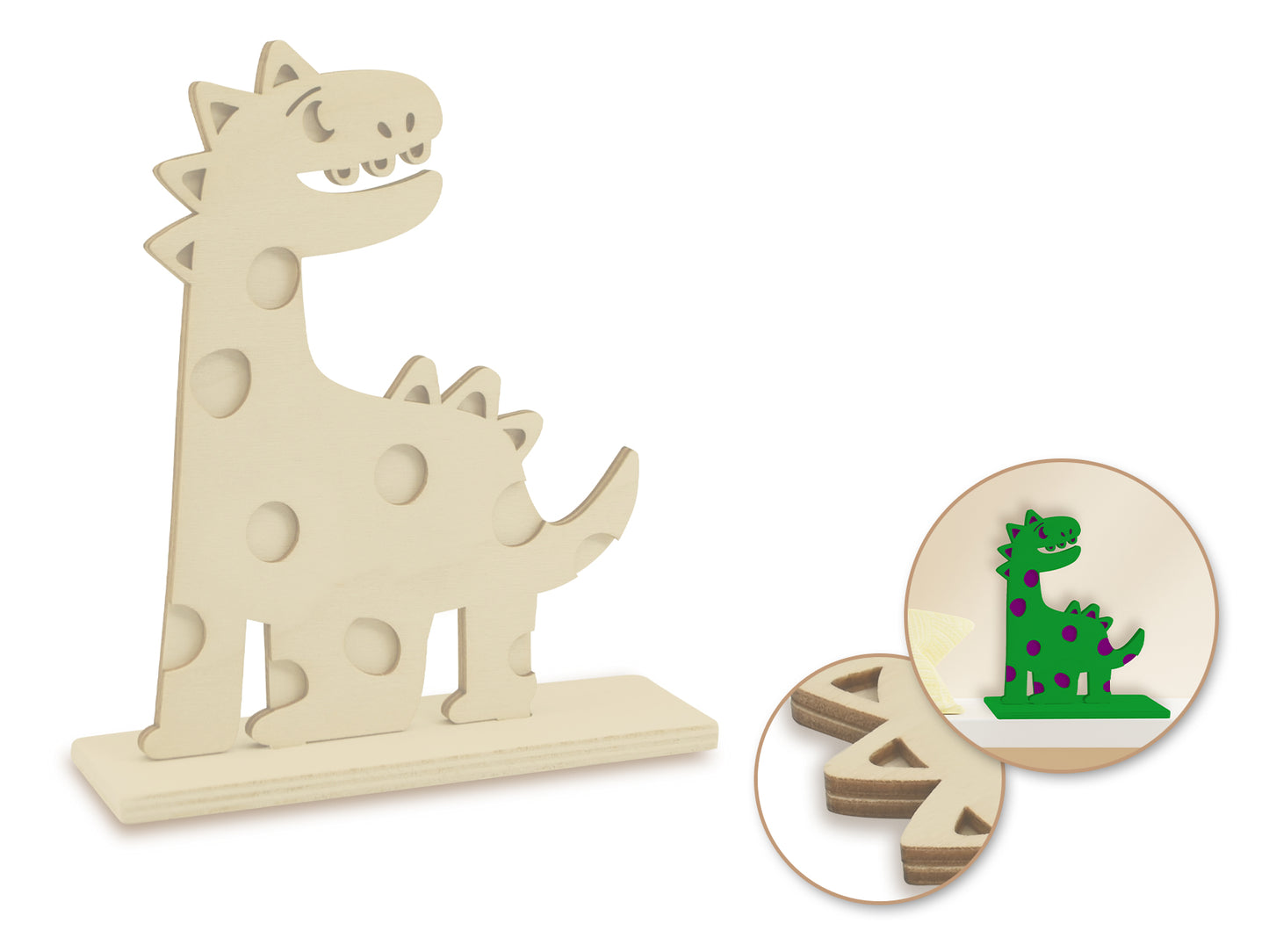 Wood Craft: DIY 6" 3D Shape Standing 5mm(T) B) Dino