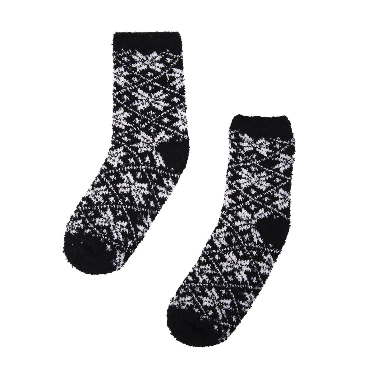 Nordic T. Ladies Fuzzy Socks 2 asst, crew length w antislip, hc