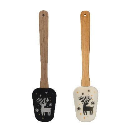 *SILICONE SPATULA-REINDEER-B/W
