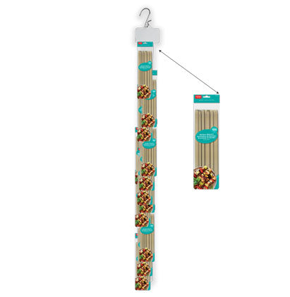 BAMBOO SKEWERS - 100, 10" C/S CLIP-STRIP 12/UNITS