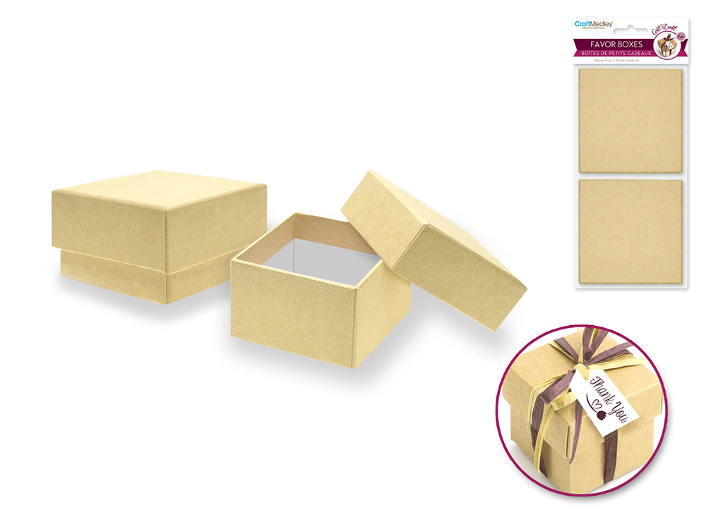 Gift Craft: 2.38"x2.38"x1.44" Heavy Duty Paper Favor Box x2 B) Kraft