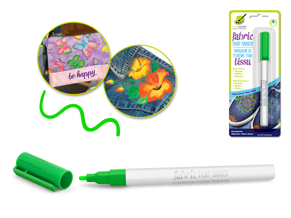 Color Factory: Fabric Paint Marker Permanent 3ml A) Neon Green