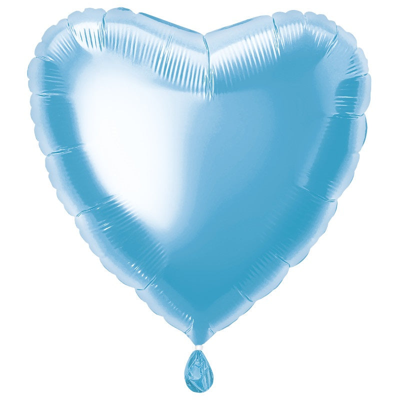 Solid Heart Foil Balloon 18"  Packaged - Baby Blue