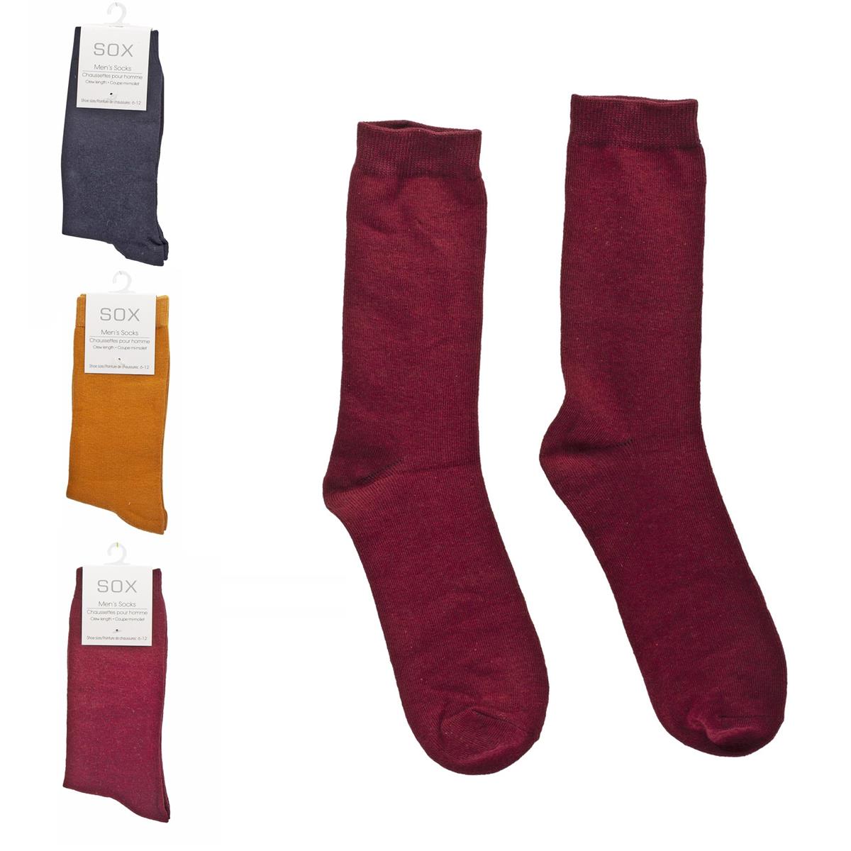 Sox, Men's Solid Socks, 3 asst, Crew, cott/poly/span, hc