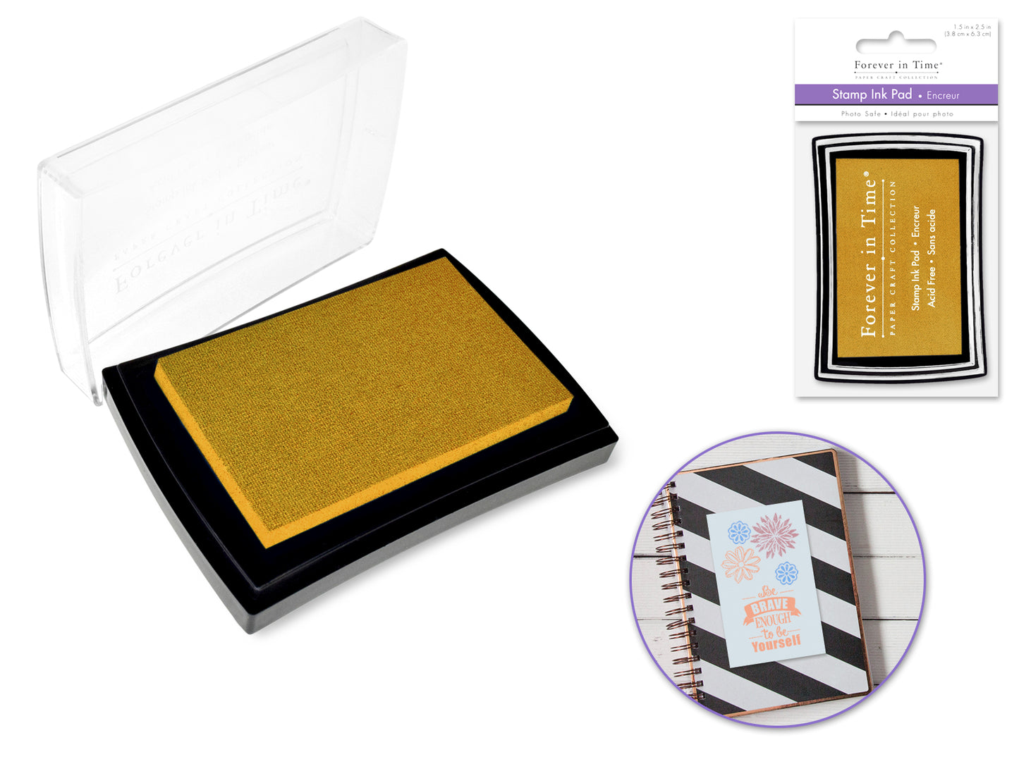Stamp Ink Pad: 1.5"x2.5" Pigment Solid Color AcidFree D) Gold Metallic