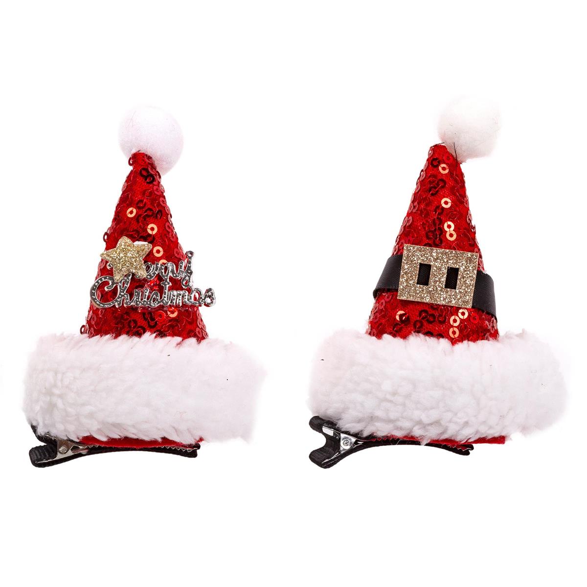 S.Secrets Sequin Santa Hat Hair Clip, 2/s, pbh