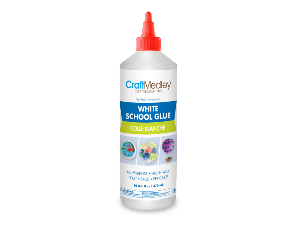 Craft Medley Glue: 500g White All-Purpose School Glue Bottle w/App Lid