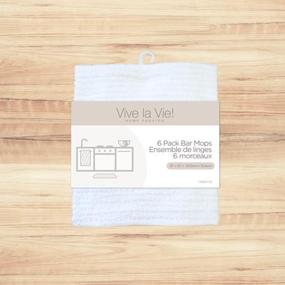 6PK BAR MOP DISH CLOTH-12X12