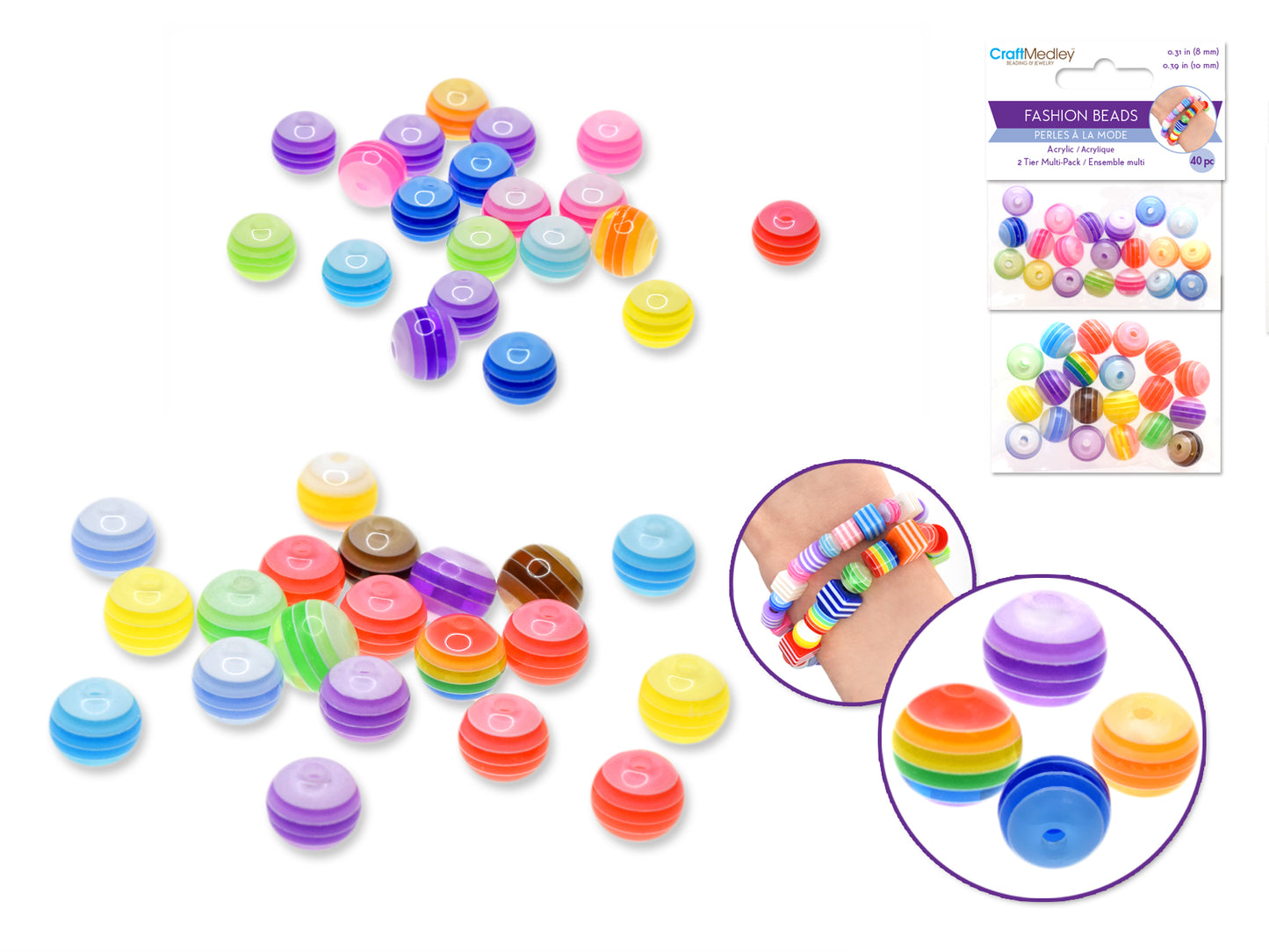 Acrylic Fashion Beads: 40pc Multi-Packs B) Round