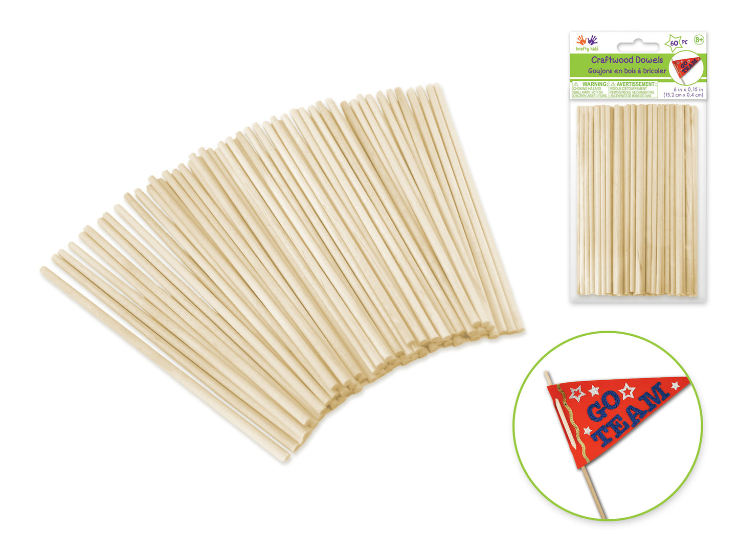 Craftwood: 5/32" (4mm) x 6" Natural Dowel 60/pk