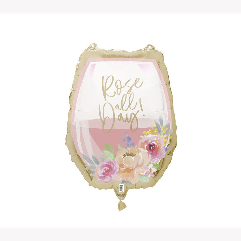 Giant Rosé All Day Wine Glass Foil Balloon 17"  Packaged