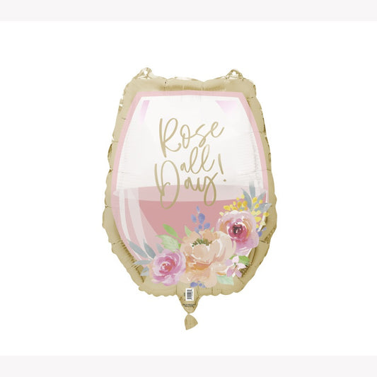 Helium filled - Giant Rose All Day Wine Glass 17" Foil Balloon