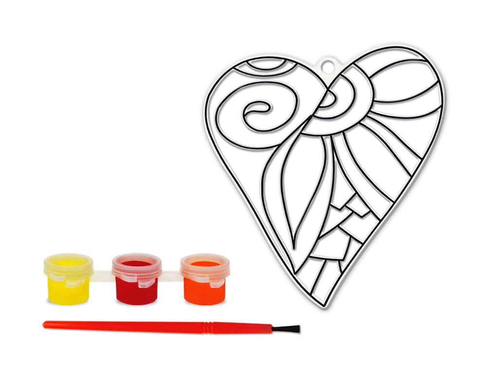 Krafty Kids Kit: 3D DIY 3.5"-4.3" Suncatcher w/3 Paints&Applicator G) Heart