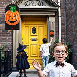 G.Ghouls Animated Doorbell, Sound & Light Up Eyes, Pumpkin, Box