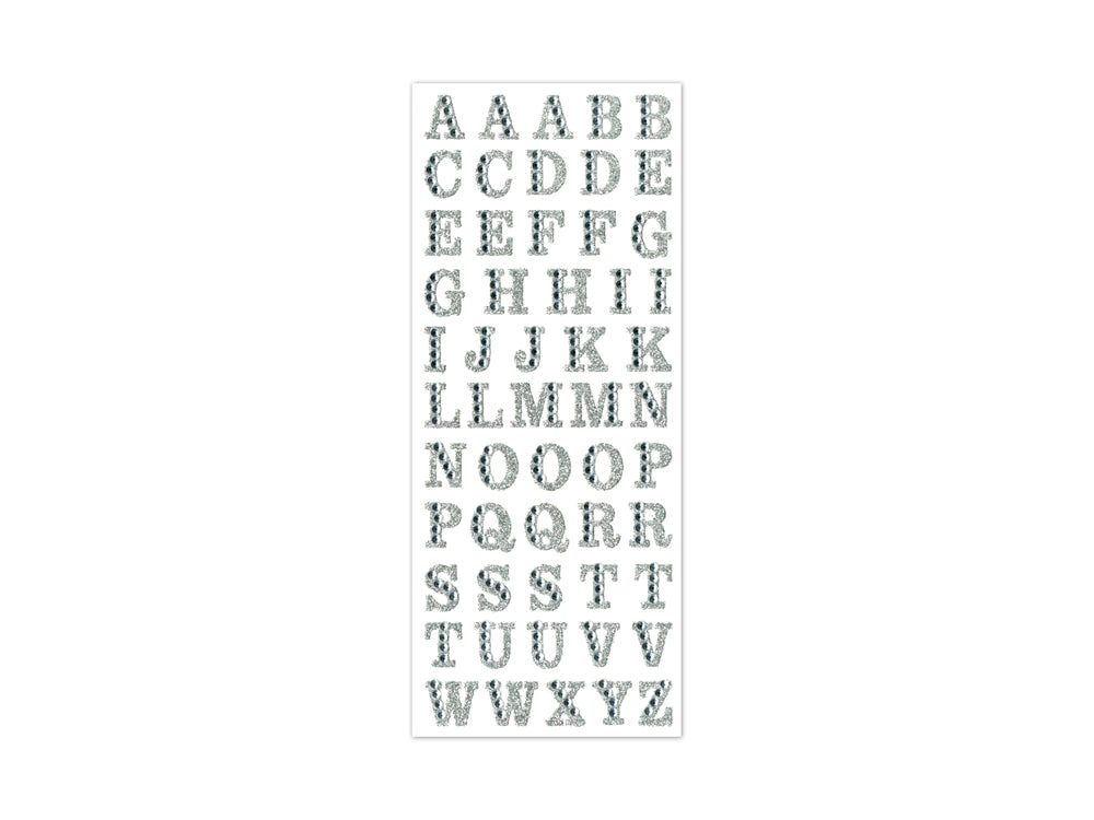 Paper Craft Sticker: 3.37"x7.87" Gemmed Glitter Letters E) Silver