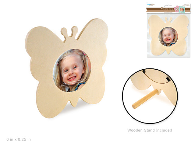 Wood Craft: 6 1/4" DIY Photo Frame w/Dowel C) Butterfly