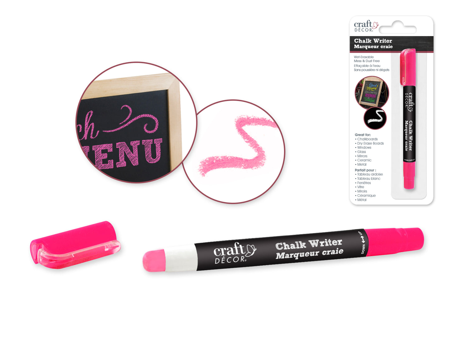 Craft Decor: Chalk Writer Blister-Carded B) Neon Pink
