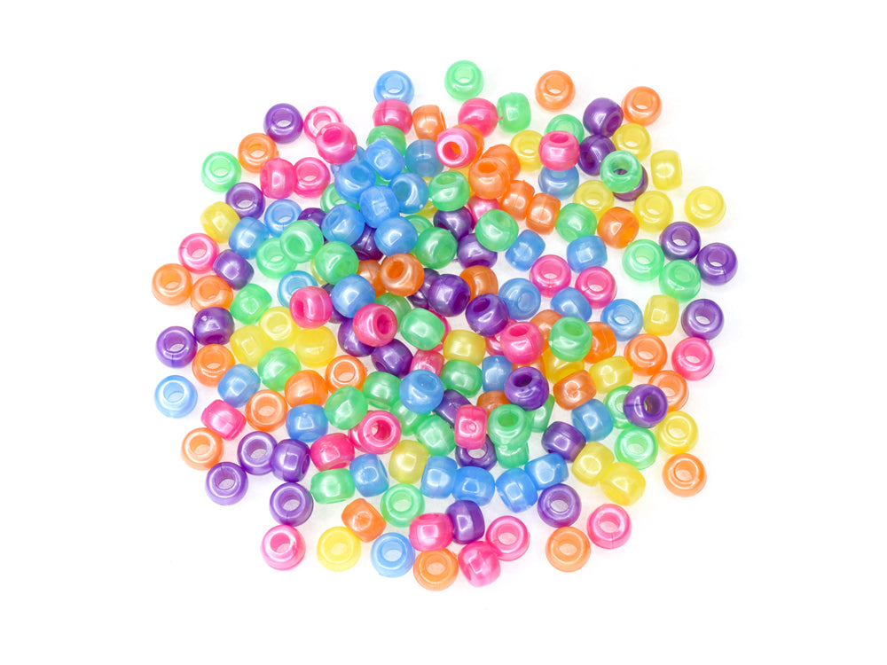 Pony Beads: 9mmx6mm Barrel Standard x175 J) Pearlized Multi-Mix