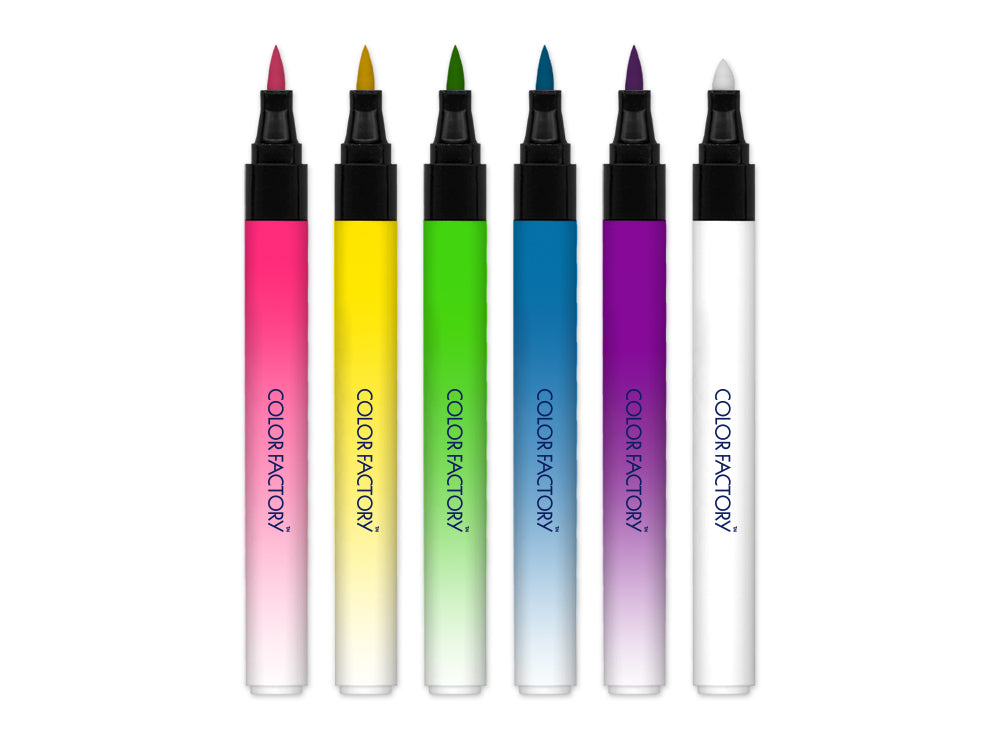 Color Factory: Touch & Mix Gradient Markers Brush Tip 6pk Alcohol-Based A) Brights Mix