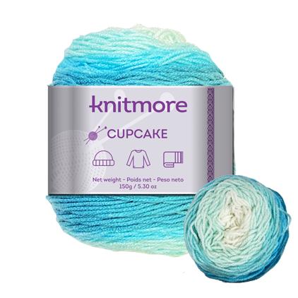 CUPCAKE KNITTING YARN-TURQUOISE TONES 150G/295 yrd