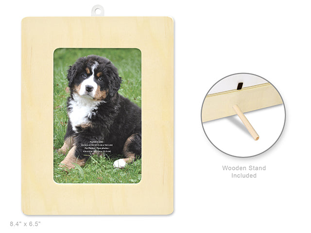 Wood Craft: Natural DIY 8.38"x6.44" Photo Frame D) Rectangular