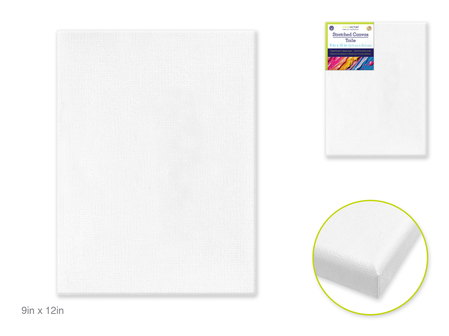 Stretch Artist Canvas: Rect. 9"x12" Primed Back-Stapled